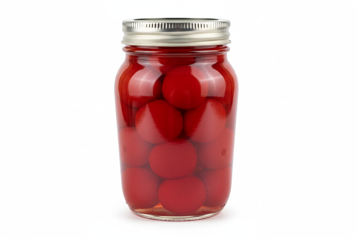 cerezas rojas en frasco