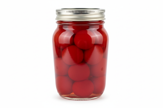 cerezas rojas en frasco